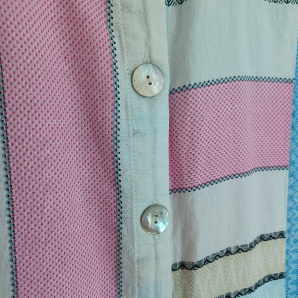 Parsley & Sage Blouse Contrast Stripe Print Linen Blend Blouse Womens 1X - Picture 8 of 12